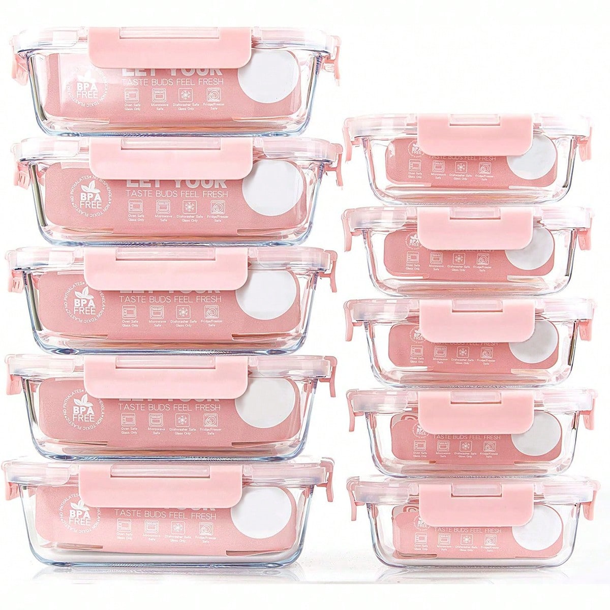 Meal Prep Food - Conjunto de 10 Recipientes de Vidro